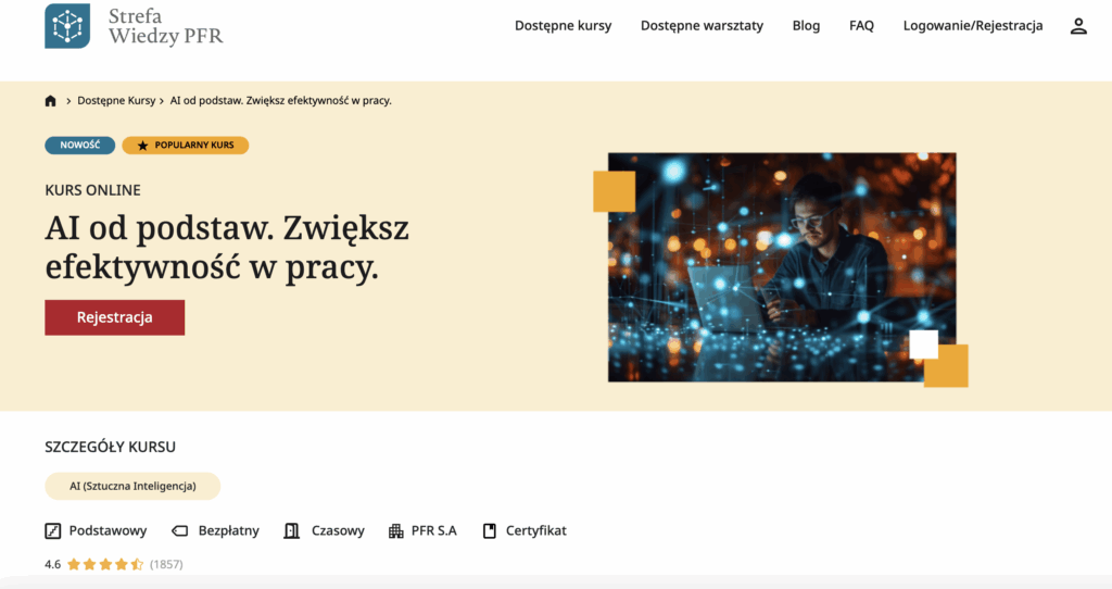 Strefa Wiedzy PFR - darmowe kursy AI